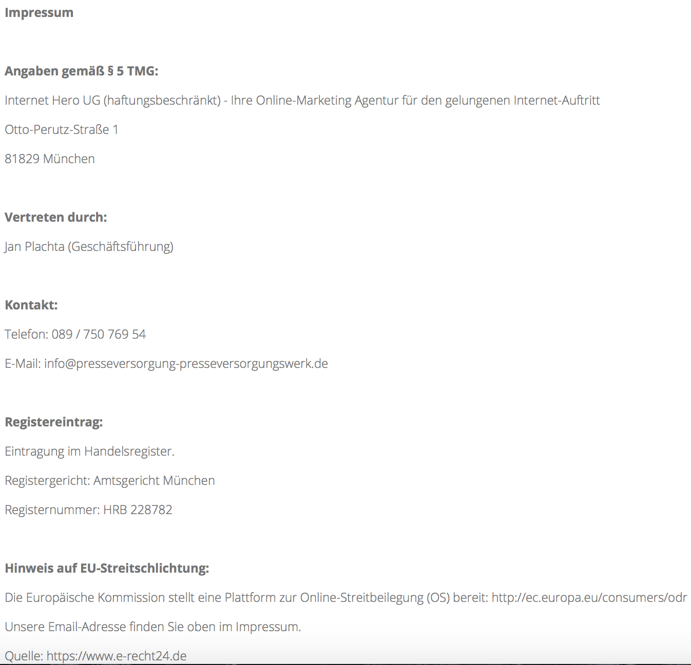 Impressum Impressum
